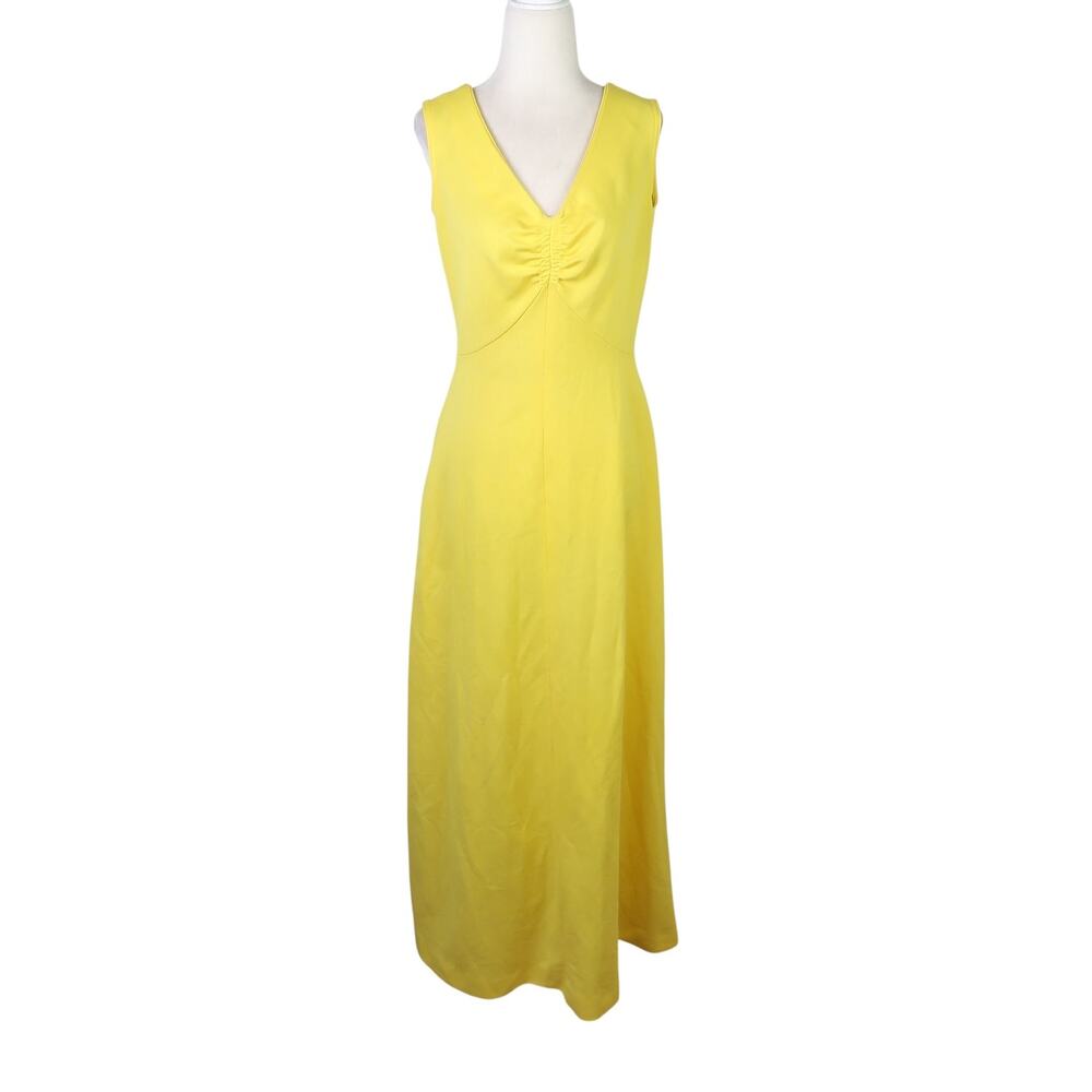 Vintage 90s Montgomery Ward Bright Yellow A-Line Maxi Dress M